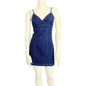 Vintage Y2K Dark Denim Mini Dress / size Small